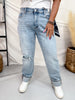 Judy Blue Mid Rise Distressed Knee Boyfriend Jeans W/ Bandana Loop
