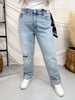Judy Blue Mid Rise Distressed Knee Boyfriend Jeans W/ Bandana Loop