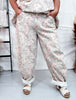Khaki Floral Barrel Leg Pants