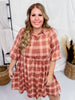 Checkered Button Down Mauve Plaid Mini Dress