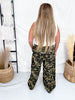 Camo Print High Waist Cropped Pants With Drawstring Waist