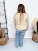 Ribbed Jersey Top With Flower Cutout In Sand