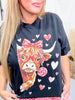 Lollipop Highland Cow With Hearts Short Sleeve Graphic Tee