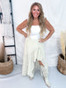 Sage Pinstriped Woven Ruffle High-Low Skirt