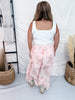 Pink Floral Print Ruffle Detail Midi Skirt