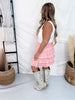 Pink Lace Ruffled Mini Skirt