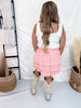 Pink Lace Ruffled Mini Skirt