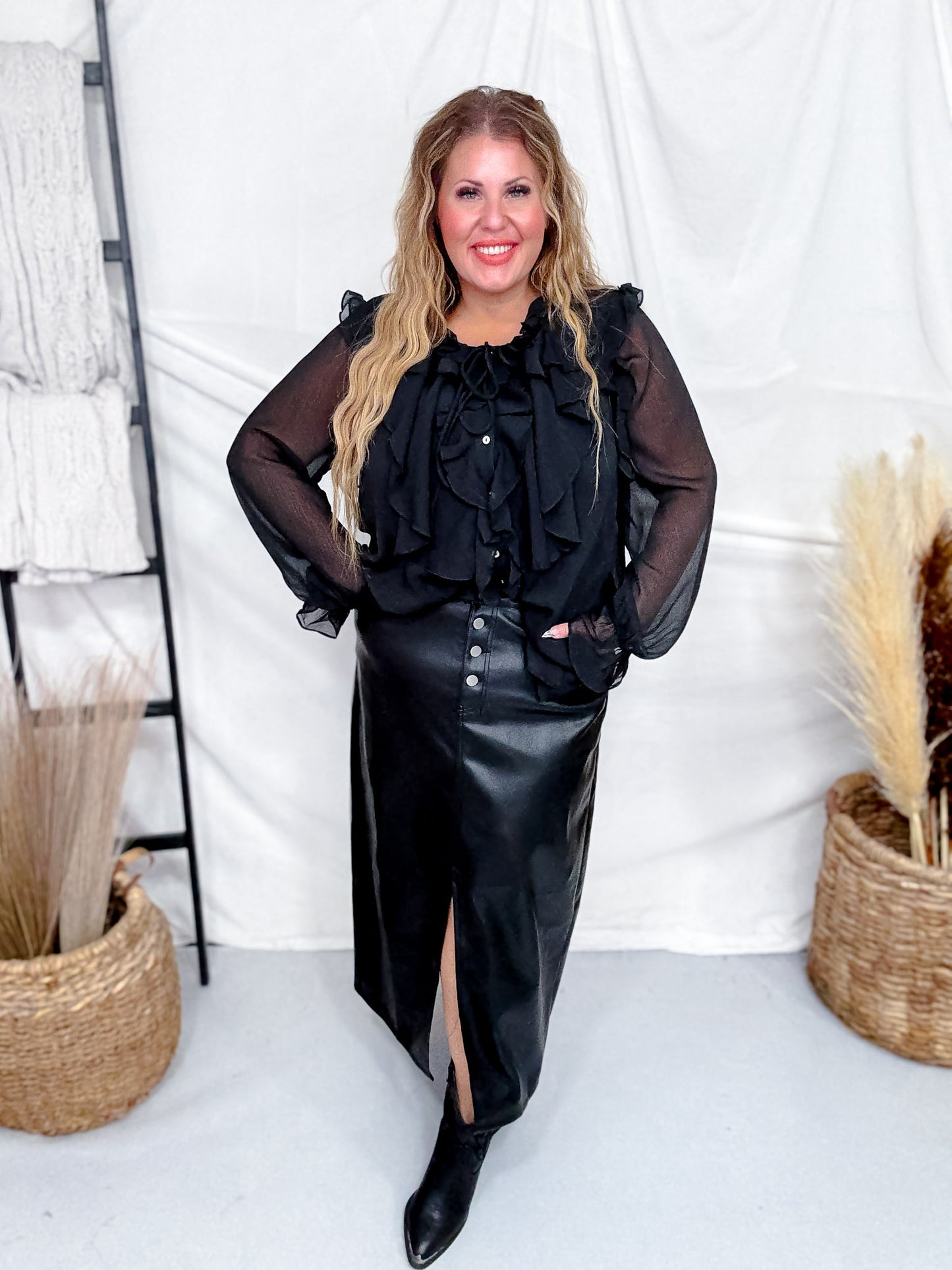 Maxi Skirt In Black Leather