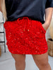 Red Sequin Velvet Hour Skort