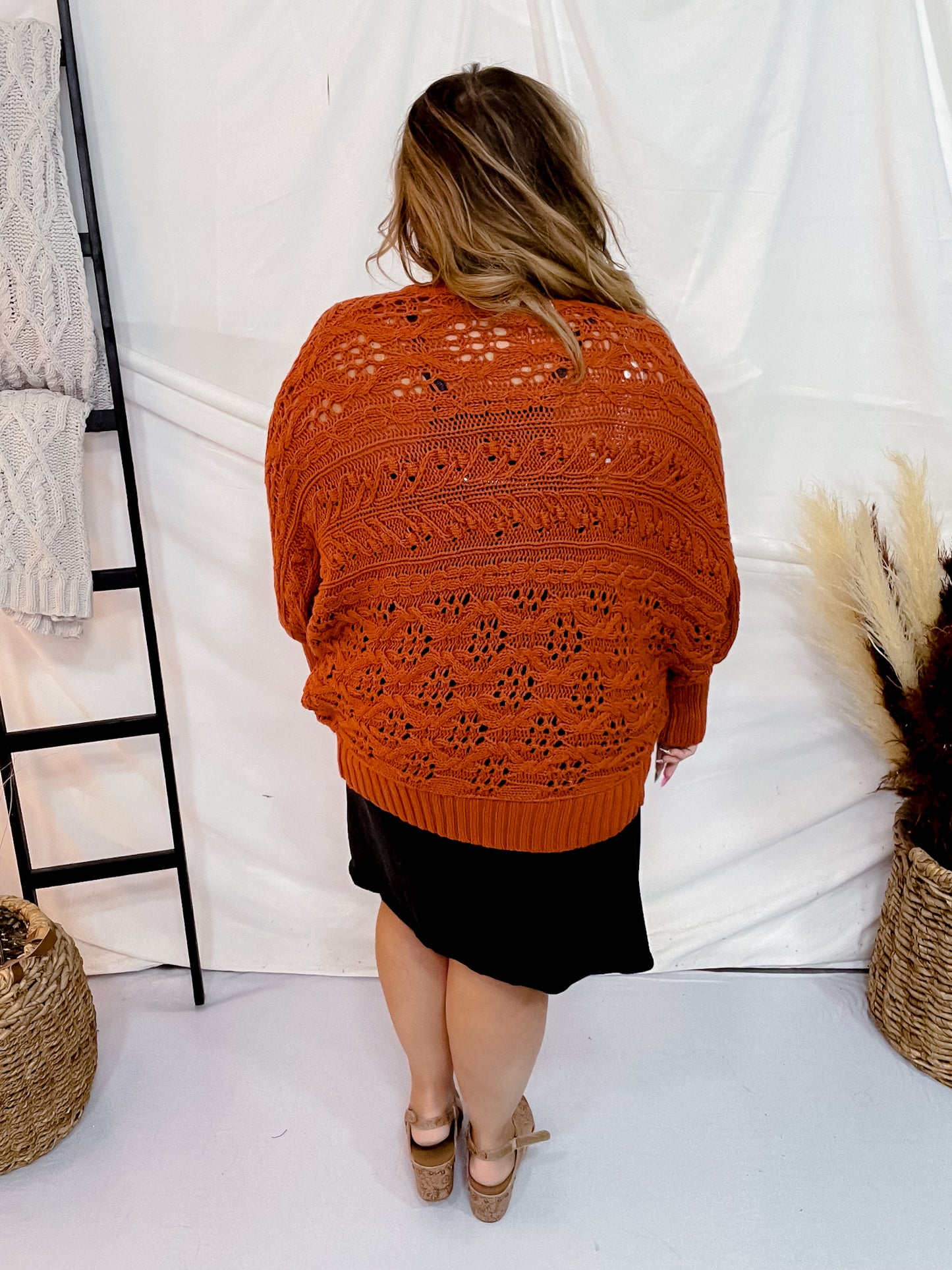 Rust Dolman Open Sweater Cardigan
