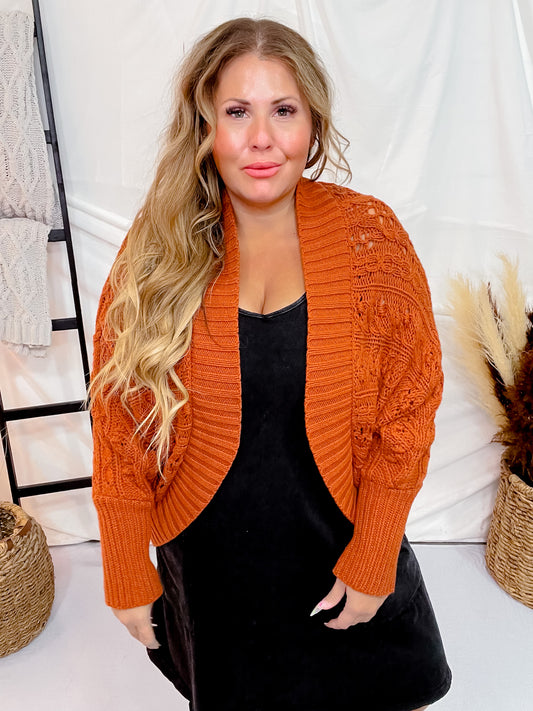 Rust Dolman Open Sweater Cardigan