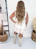 Pink & White Floral Print Lace Ruffled Mini Skirt