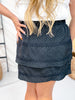 Black & White Polka Dot Mini Skirt With Ruffle Tiers