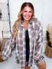 Purple Taupe Plaid Mineral Washed Button Down Shirt