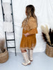 V-Neck Ruffle Baby Doll Dress in Camel Brown FINAL SALE