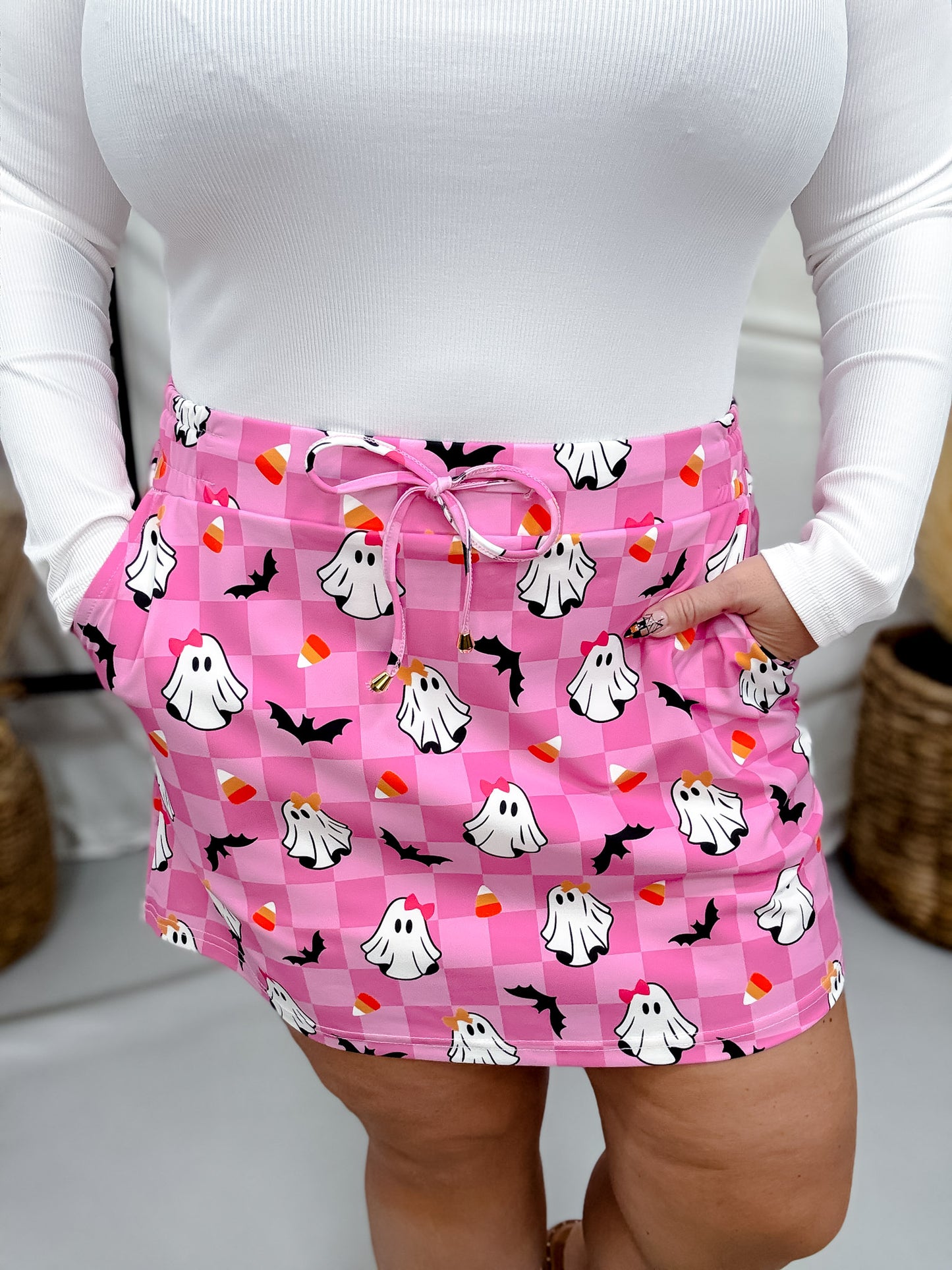 Pink Checkered Gigi The Ghost Skort