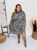 Vintage Smocked Neckline Pleated Green Dress