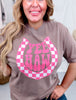 Yee Haw Pink Checkered Horseshoe Graphic T-Shirt