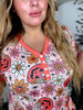 Hippie Pumpkin Pajama Set With Short Sleeve Top & Joggers