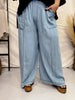 Acid Washed Chambray Palazzo Pants