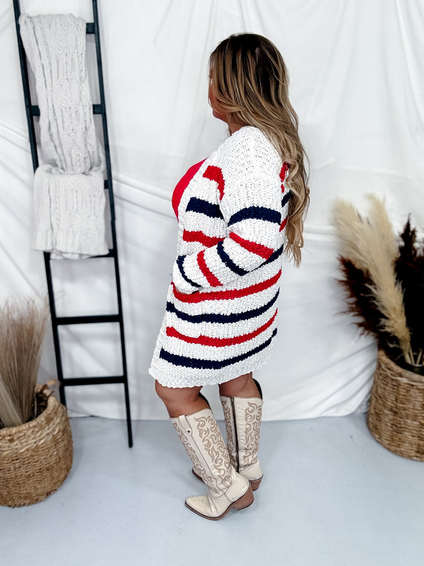 Red White and Blue Striped Cardigan