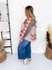 Charcoal Mixed Print Long Sleeve Henley Top