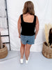 Black Square Neck Midi Tank Top
