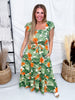 Tropical Dream Maxi Dress With Cap Sleeves And Tie Waist