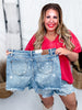 High-Rise Star Print Cut Off Distressed Judy Blue Denim Shorts