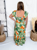 Tropical Dream Maxi Dress With Cap Sleeves And Tie Waist