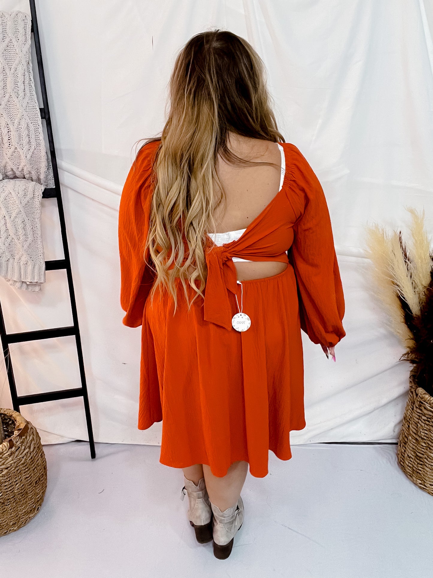 Long Sleeve Burnt Orange Minidress