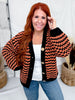 Chunky Knit Orange & Black Button Front Cardigan