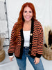 Chunky Knit Orange & Black Button Front Cardigan