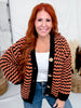 Chunky Knit Orange & Black Button Front Cardigan