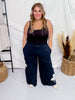 Ink Blue Floral Patchwork French Terry Pants