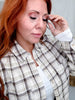 Brown Plaid Long Sleeve Button Front Top
