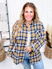 Yellow & Navy Mixed Check Flannel Shirt  W/ Long Sleeves