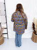 Yellow & Navy Mixed Check Flannel Shirt  W/ Long Sleeves