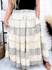 Latte Tiered Crinkle Skirt W/ Patchwork Detailing