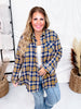 Yellow & Navy Mixed Check Flannel Shirt  W/ Long Sleeves