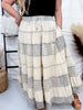 Latte Tiered Crinkle Skirt W/ Patchwork Detailing