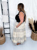 Latte Tiered Crinkle Skirt W/ Patchwork Detailing