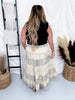 Latte Tiered Crinkle Skirt W/ Patchwork Detailing