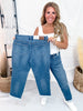 Judy Blue Mid Rise Indigo Knit Boyfriend Jeans