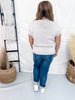 Diamond Patterned Knit Short Sleeve Top In Washed Taupe
