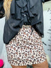 Leopard Skull Print Elastic Waist Skort