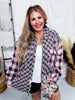 Purple Floral Plaid Button Front Top