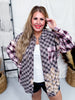 Purple Floral Plaid Button Front Top