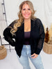 Black Open Front Crochet Cardigan