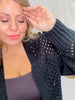 Black Open Front Crochet Cardigan